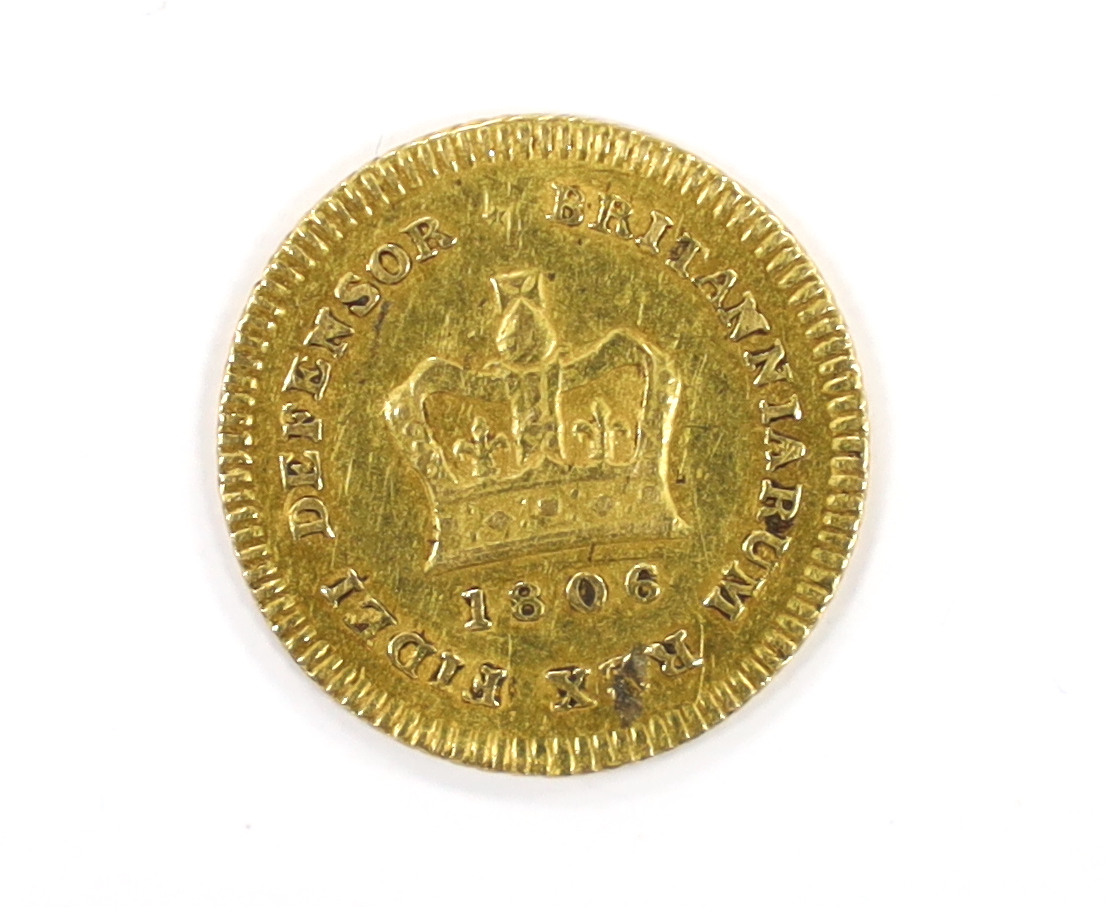 British gold coins, George III one third guinea 1806